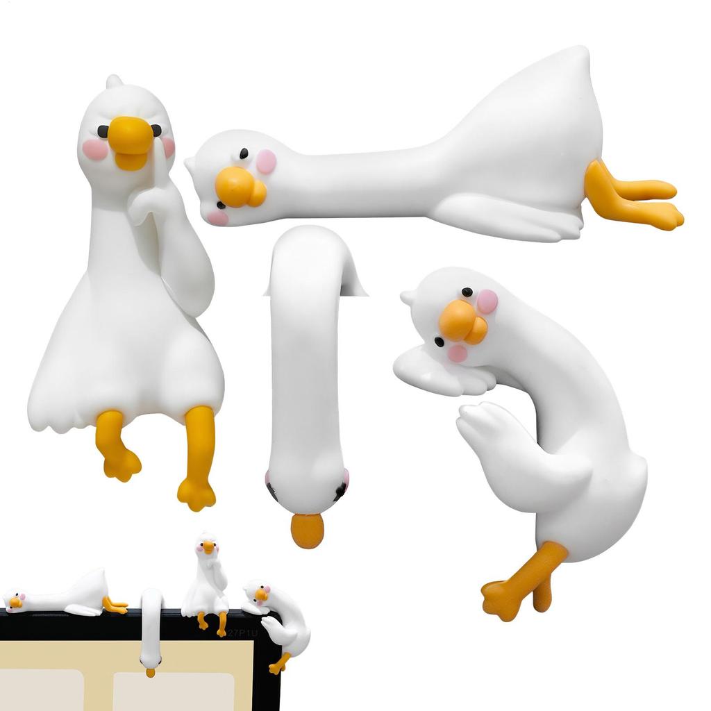 Mini Resin Duck Ornament 4Pcs Resin Cartoon Animal Decor For Desk Car Dashboard TV Monitor Gift Idea Cute 3D Duck Figurine