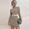 Women's Chunky Knit Long Sleeve High Neck Sweater Dress for Fall/Winter