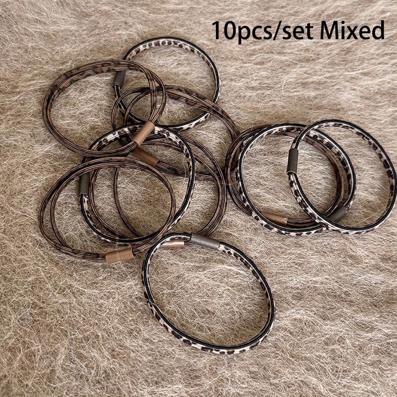 

10 шт./набор Резинки для волос Леопардовый принт Эластичная резинка для волос Высокая эластичность Резинки Держатель для хвоста Винтажные Женские Аксессуары для волос