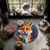 City Fox,Round Area Rug,Carpet Rug for Living Room Bedroom Sofa Playroom Decor,Non-slip Floor Mat