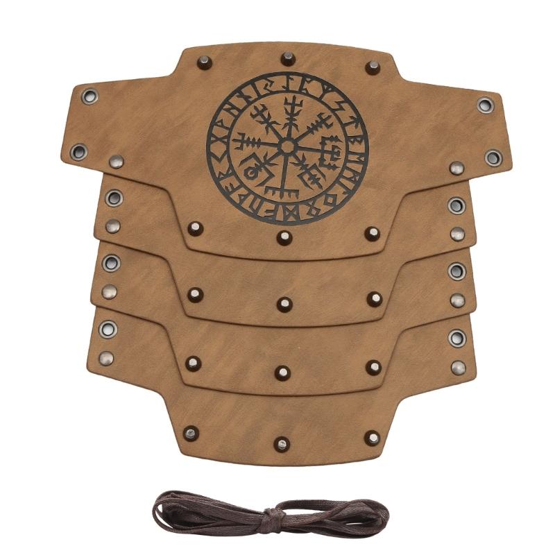 Medieval Wristband Men Cosplay Totems Embossed Bracer Gauntlet for Men Cosplay Leather Wristband for Photoshoots and Stage