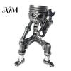 Cyberpunk Style Collectible Mechanical Skull Figurine with Gear Base, Industrial Piston-Head Skeleton Statue Wrench, Gift for Car Lovers Gearheads