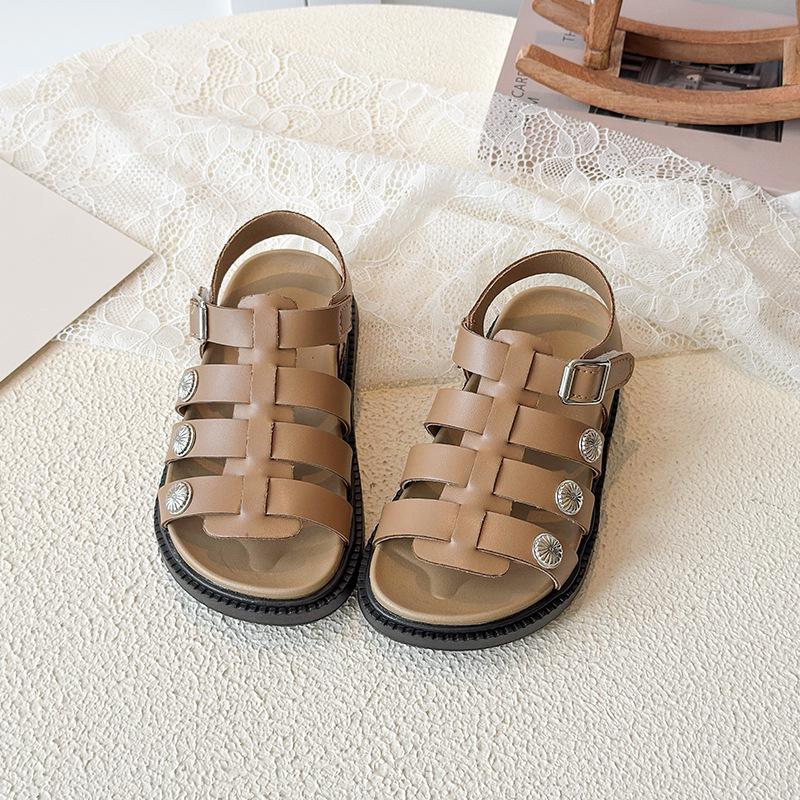 Girls' Versatile Roman Sandals 2026: Trendy Rivet Soft Sole Princess Shoes with Non-slip Hollow Design