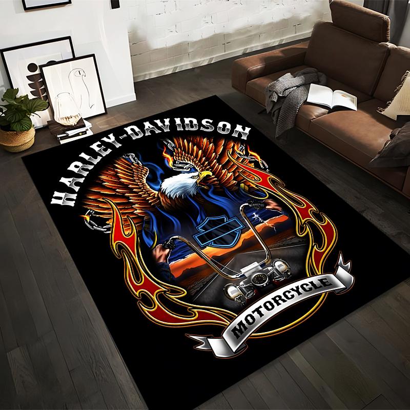 

Harley Davidson Eagle Fire Motorcycle Printed Black Carpet Decor Suitable for use as an anti-slip for living room bedroom sofas 40x60cm( 15x23in )