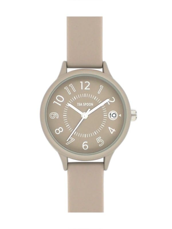 [Follow] TEA SPOON Women s Rubber Watch with Date, N03523S-1 MOC, Gray