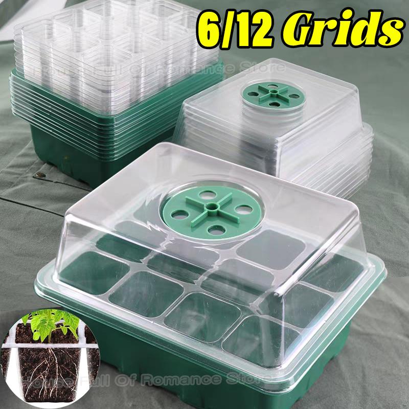 Growing Starting Nursery Trays Seed Starter Kit with Adjustable Humidity Dome and Base Indoor Greenhouse Mini Propagator Seeds