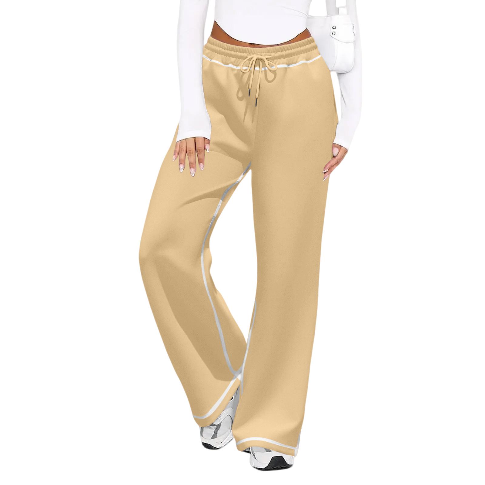 

Женские широкие брюки с высокой талией, прямые брюки и врезные карманы, повседневные брюки XL жёлтый