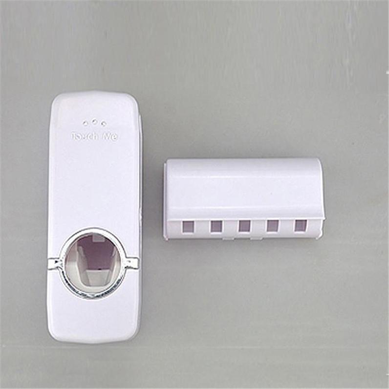 Automatyczny dozownik pasty do zębów do montażu na ścianie odporny na kurz uchwyt na szczoteczki do zębów uchwyt ścienny do przechowywania zestaw akcesoriów łazienkowych wyciskacz