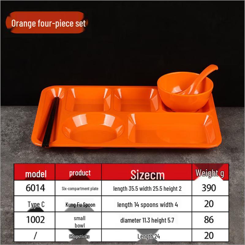 A8 Rectangular Melamine Divided Canteen Plate