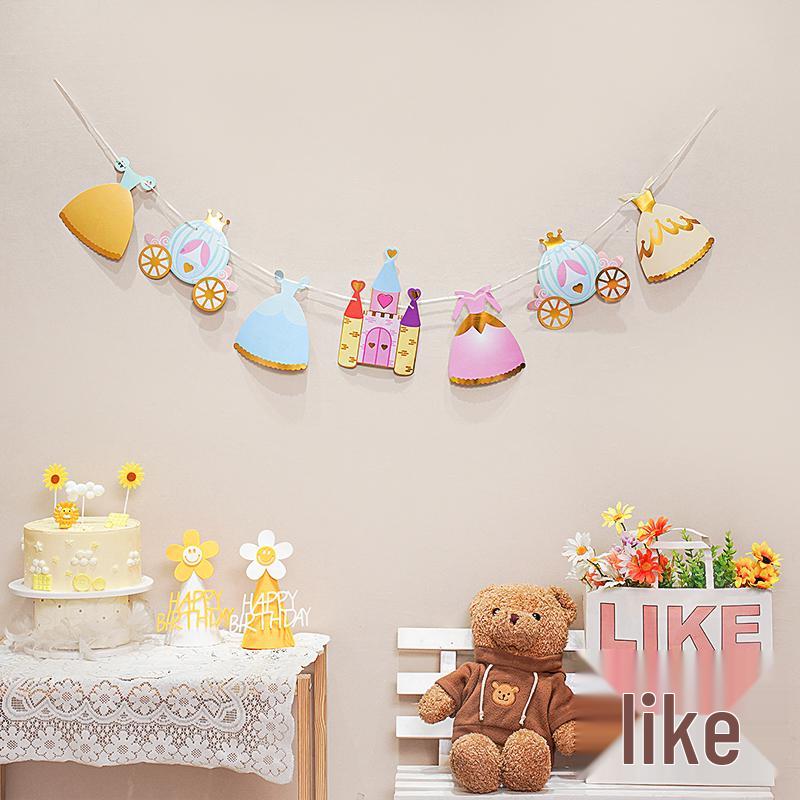 Birthday Pull Flag Banner for Baby Party Decorations - Boy & Girl Pennant
