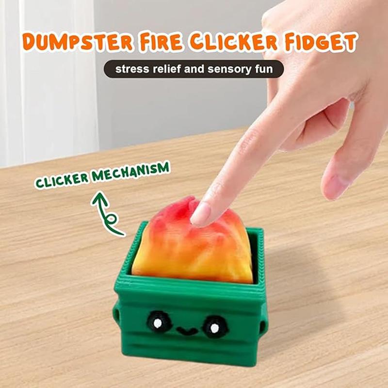 3Pcs Dumpster Fire Clickie Fidget Emotional Support Office Desk Decor Keyboard Fidget Clicker Fidget Keychain Fidget Toy