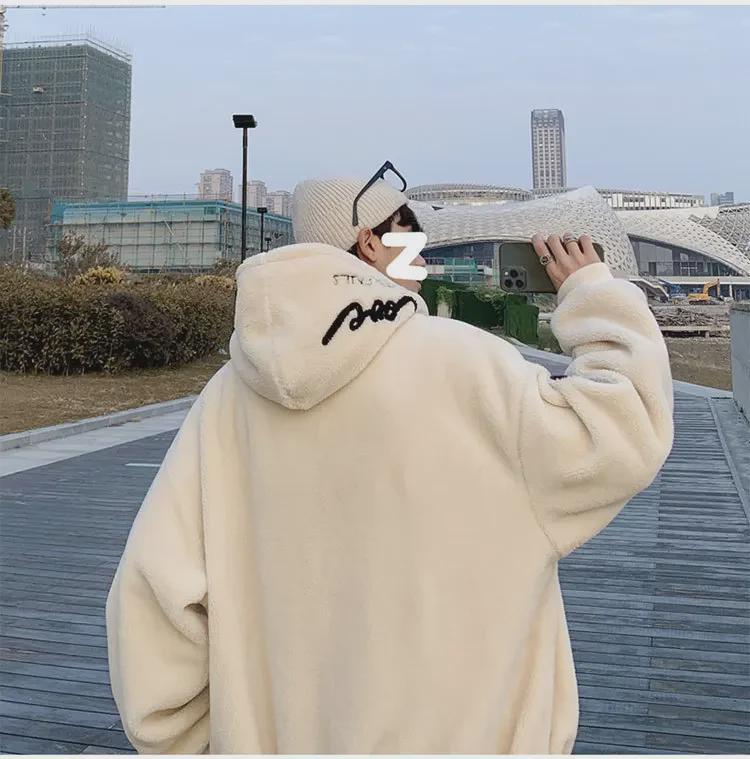 Men's Winter 2022 Lambskin Jacket: Trendy Large Size, Plus Velvet, Thickened Cotton, Stylish Lambskin Outerwear