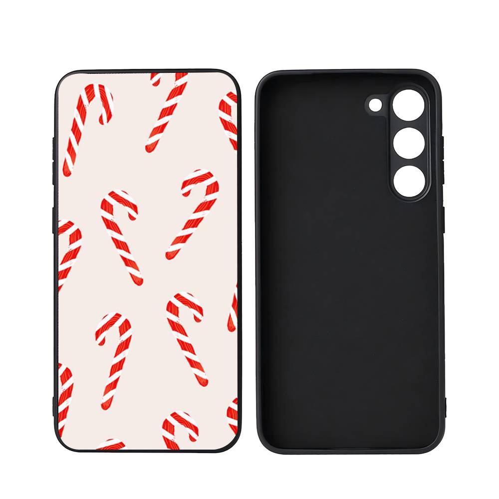 Candy Canes For Samsung Galaxy S25 S24 S23 Ultra S22 S21 Plus S20 Black Soft Silicone Protective Case