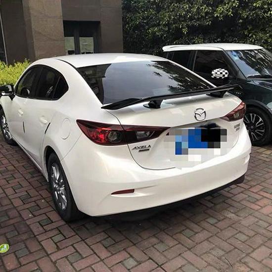 ABS Carbon Fiber Texture No-Drill Rear Spoiler for GT Sports Cars - B Style Airplane Wing