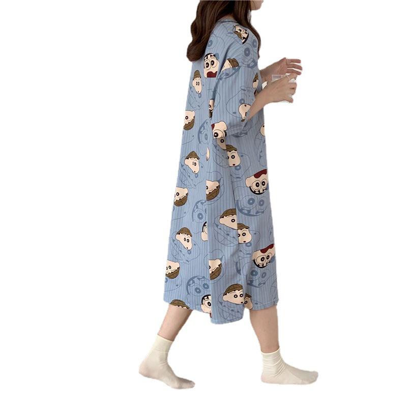 Women's Korean Style Cute Cartoon Maternity Pajamas - Short Sleeve Homewear for Summer