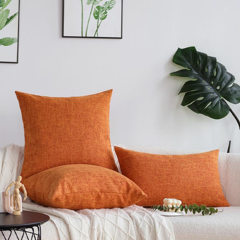Orange Soft Cushion Cover Linen Pillowcase Home Decorative Solid Color Sofa Multi-size Customizable Pillow Cover for All Seasons