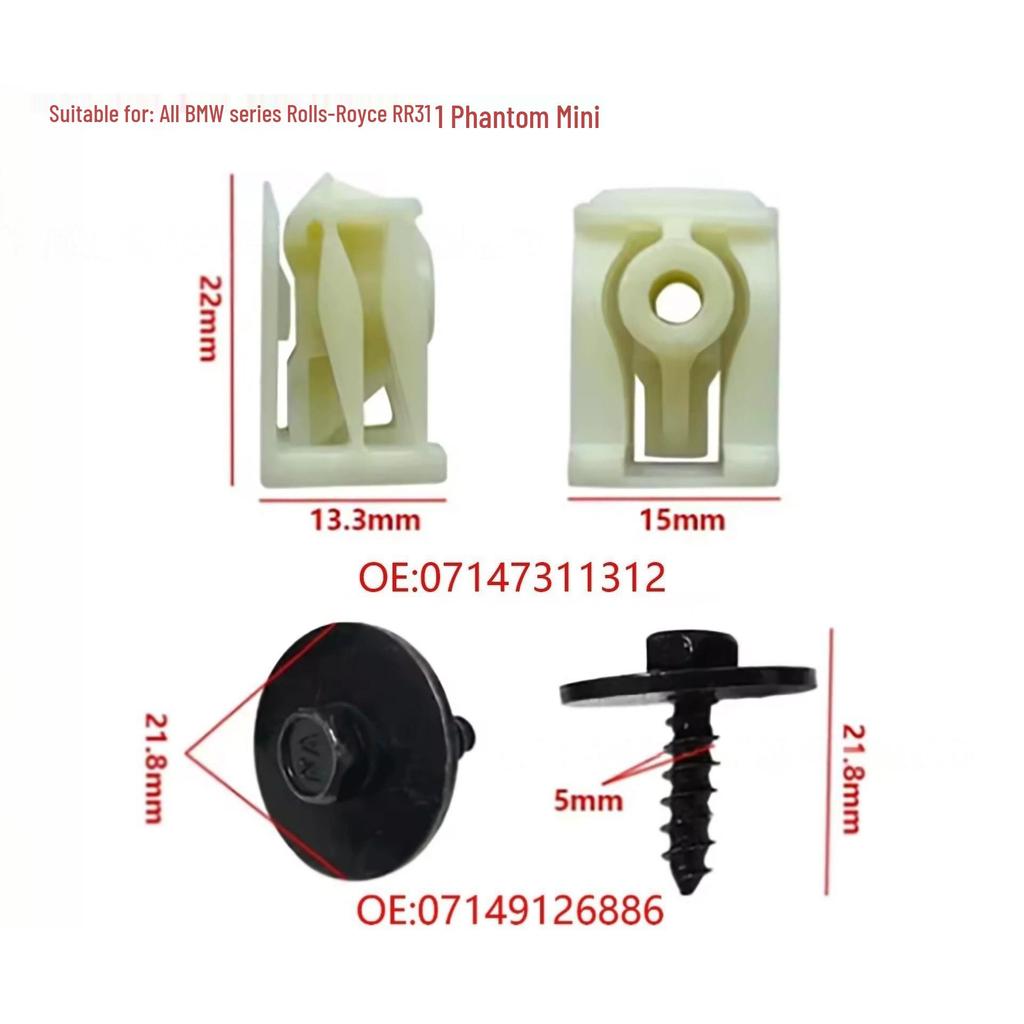 BMW Front Fender Liner Clip & Hex Bolt Kit 07147311312