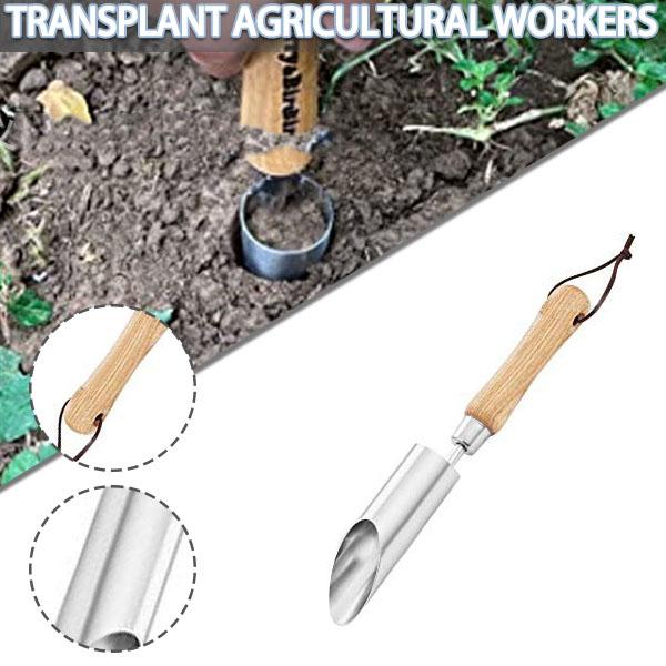 

PDTO Садовая лампочка из нержавеющей стали, ручной землекоп с деревянной ручкой
