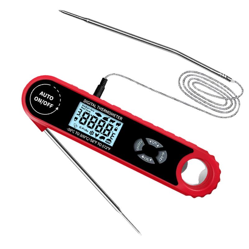 2024 Dubbelsond Vikbar Digital Kökstermometer - Självroterande BBQ- & Mattermometer