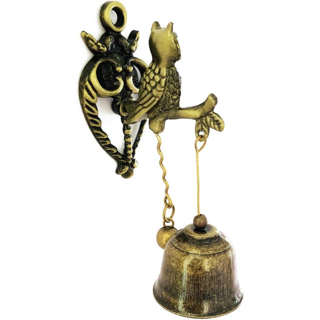 Vintage Metal Doorbell Retro/Classic Magnetic Wind Chimes Decoration for Shopkeepers, Wall Door Ornaments Indoor Outdoor, Owl