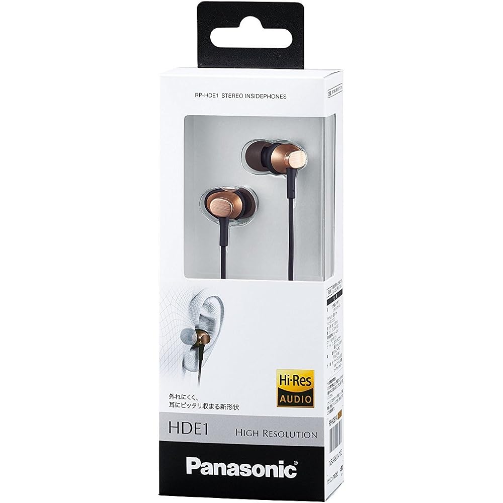 Panasonic High-Resolution In-Ear Headphones, Gold, RP-HDE1-N