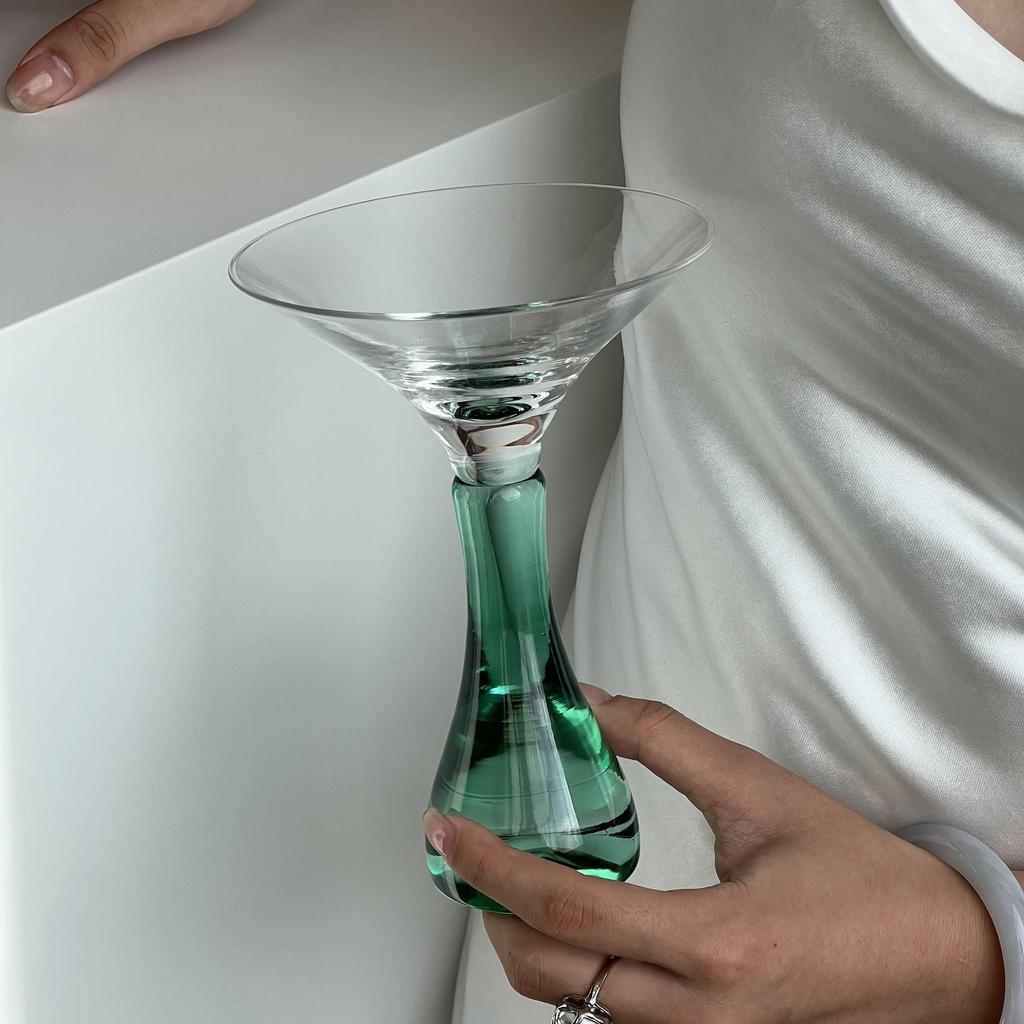 1pc Mushroom Design Cocktail Glass Clear Green Wine Glass Creative Champagne Glasses Drinking Cups For Bar Pub Club Restaurant Home Use Drinkware