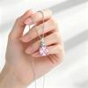 New Arrival Pink Cubic Zirconia Pendant Necklace 925 Silver Square Cut Chain Necklace for Women Luxury Wedding Jewelry Gift