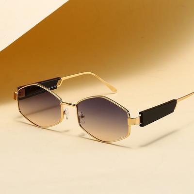 Nuevas Gafas de Sol con Forma de Diamante para Mujer Marco Metálico Pequeño Diseño Cóncavo Gafas para Fotografía Gafas de Sol de Moda