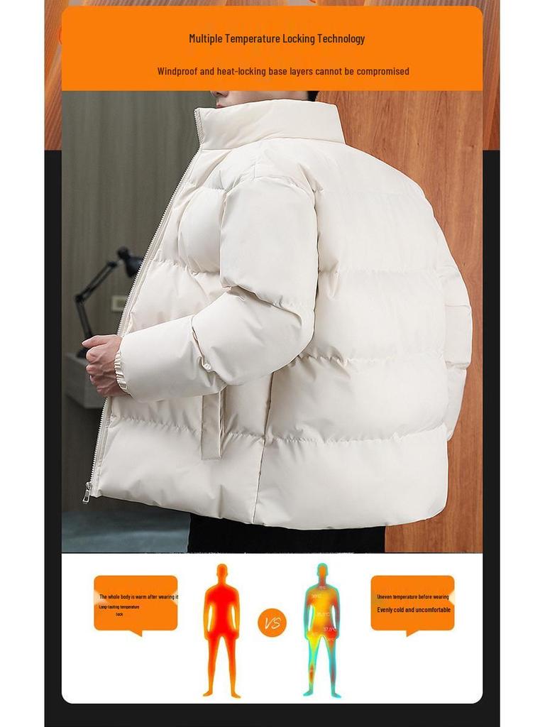 Men's High-End Velvet Thickened Winter Cotton Padded Jacket - Warm Bread Style