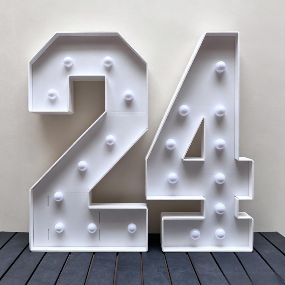 2pcs/set 73cm Lighting Double Number 24 KT Board,Glowing Sign,Perfect Photo Booth Backdrop for 24th Birthday,42th Anniversary,Graduation Holiday Party