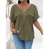BITCED Women's Fashion Casual Solid Color Print Short Sleeve V Neck Blouses & Shirts