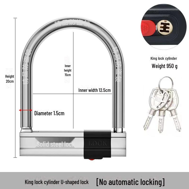Waterproof U-Shaped Anti-Theft Electric Bike and Motorcycle Lock.