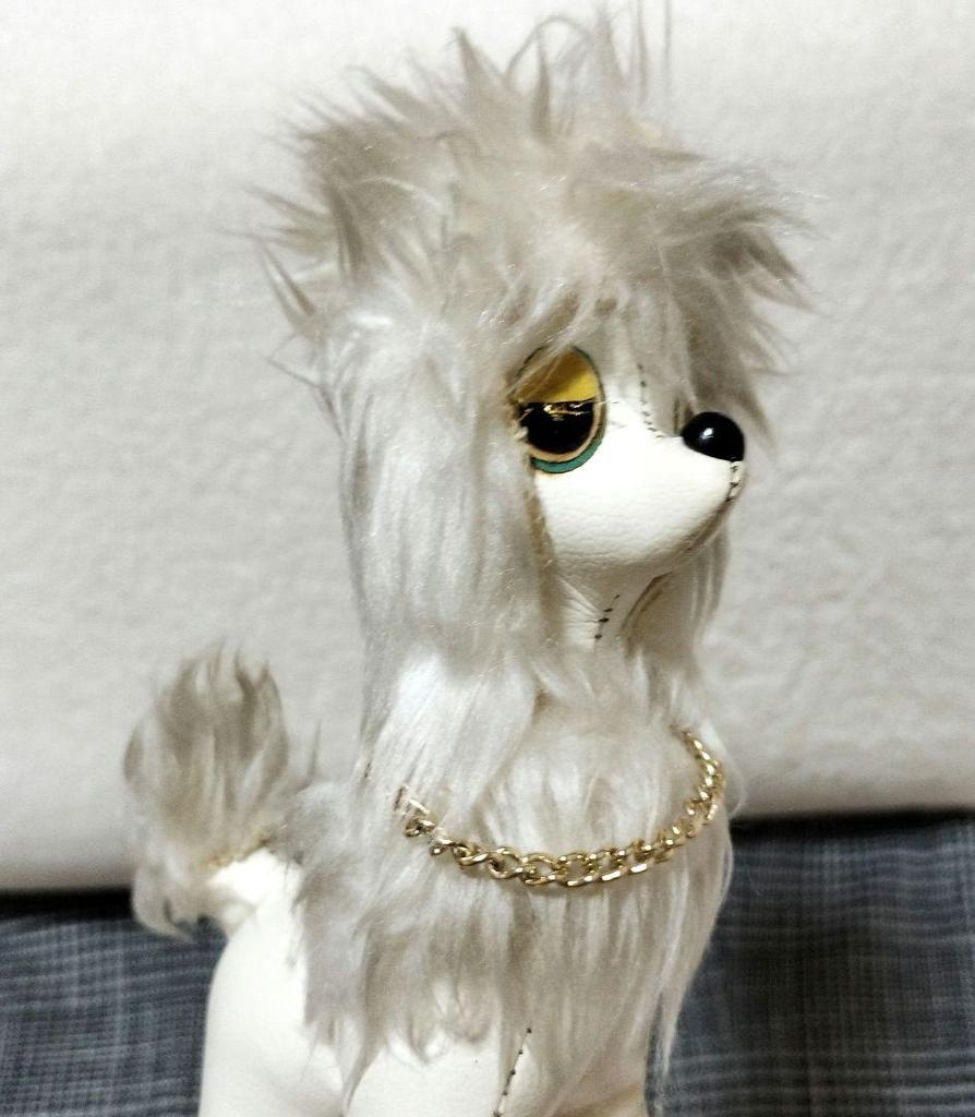 [USED] Vintage French genuine leather teddy bear toy poodle in excellent condition.