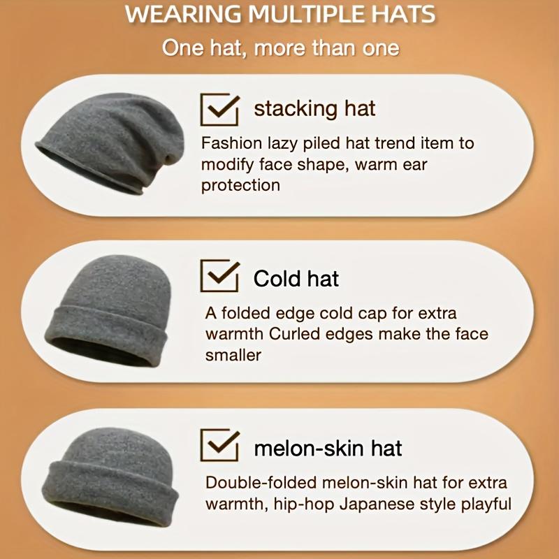 Luxury Cashmere Wool Beanie Hat - Unisex Winter for & Women, Soft Warm Roll-Over Brim, Casual & Costume Wear,Durable Fiber