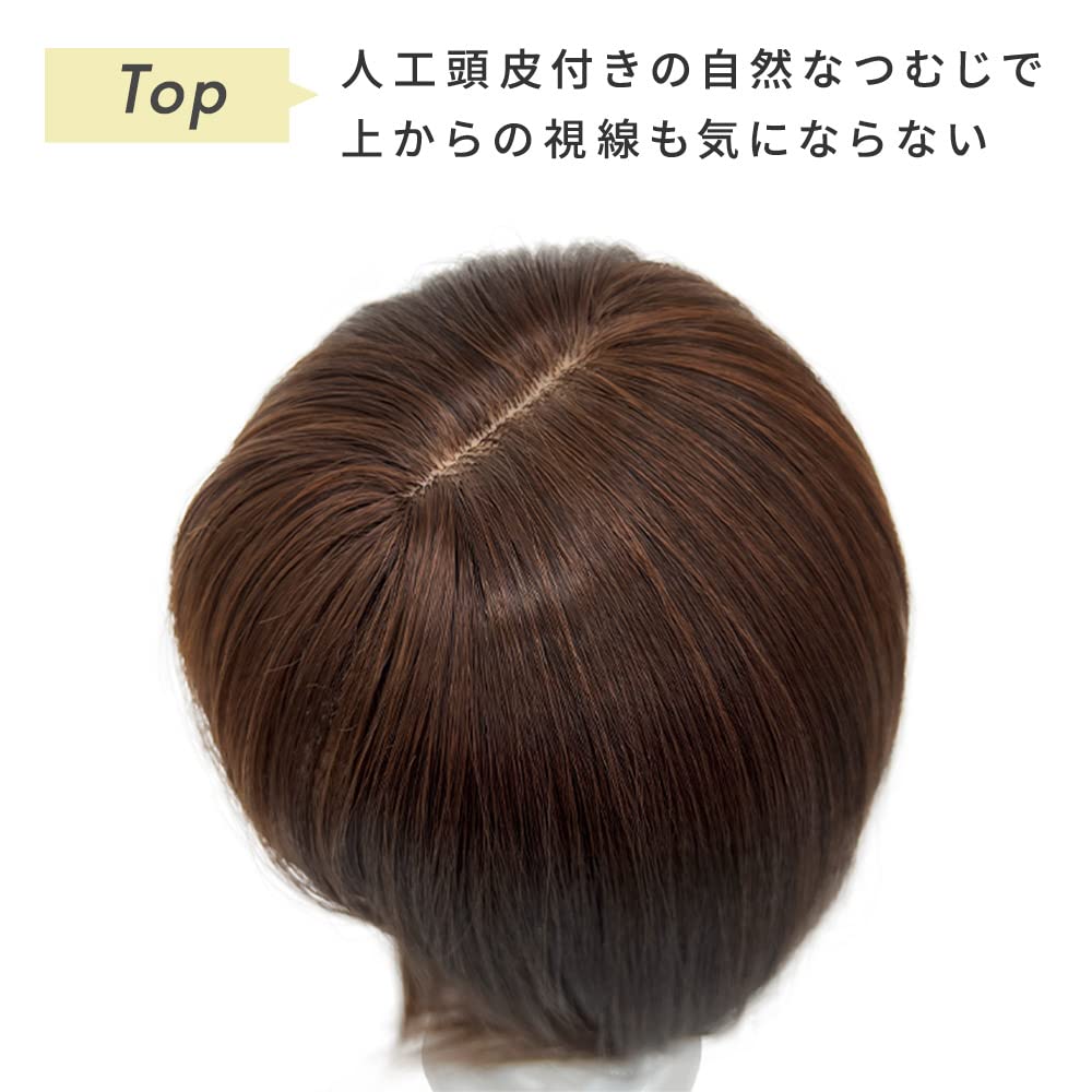 AQUADOLL Top Piece Wig with Whorl, Bangs, Long Type, Side Partial Wig, Small Face, One-Touch, SBR. See-Through Brown (wgt811SBR)