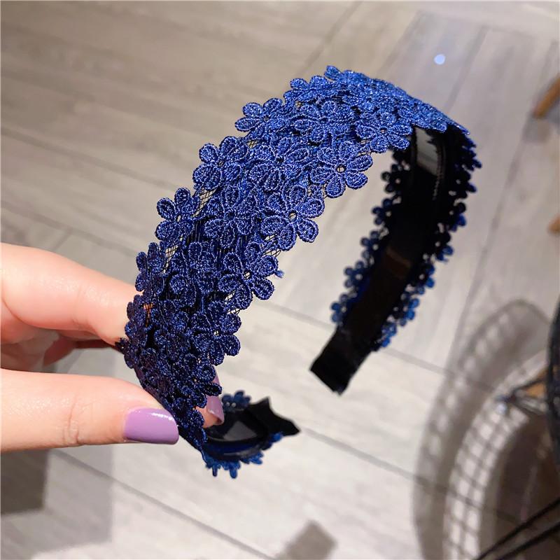 Fashion Women Lace Hairbands Wide Hair Hoop No-slip Lady Flower Hollow Headbands with Teeth Elegant Female Hair Accessories