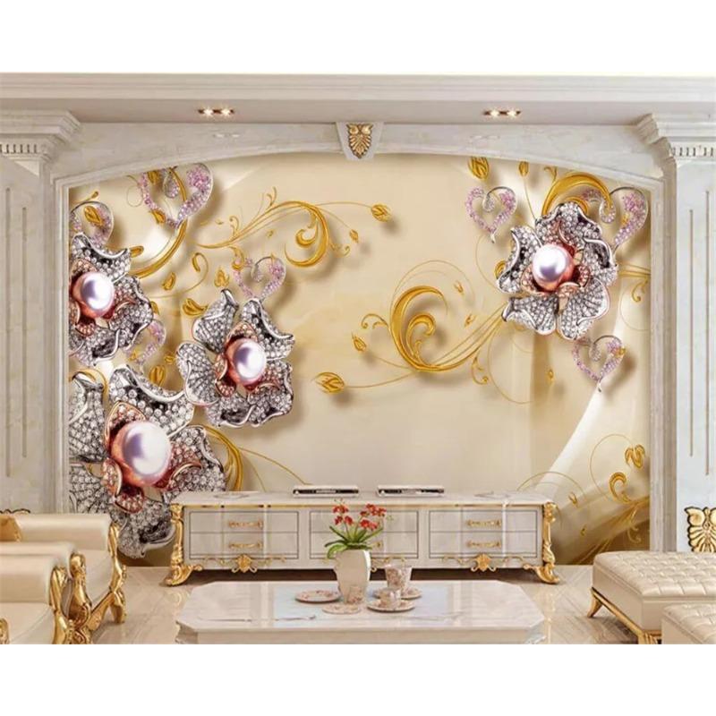 

Wallpaper 3d Jewelry Diamond Romantic Flowers Wall Mural Living Room Bedroom Background Wall Paper 3d Mural 200 cm(W) x 140 cm(H)