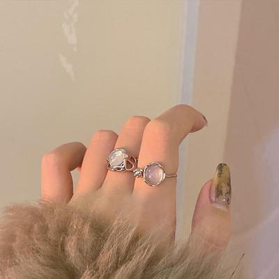 High-End Moonstone Open Ring - Unique Fairy Design, All-Match Cold Style for Women
