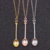 4 Colors Spoon Necklace  Spice Spoon Necklace Adjustable Mini Crowns Spoon Necklace Vintage Mini Spoon Pendant
