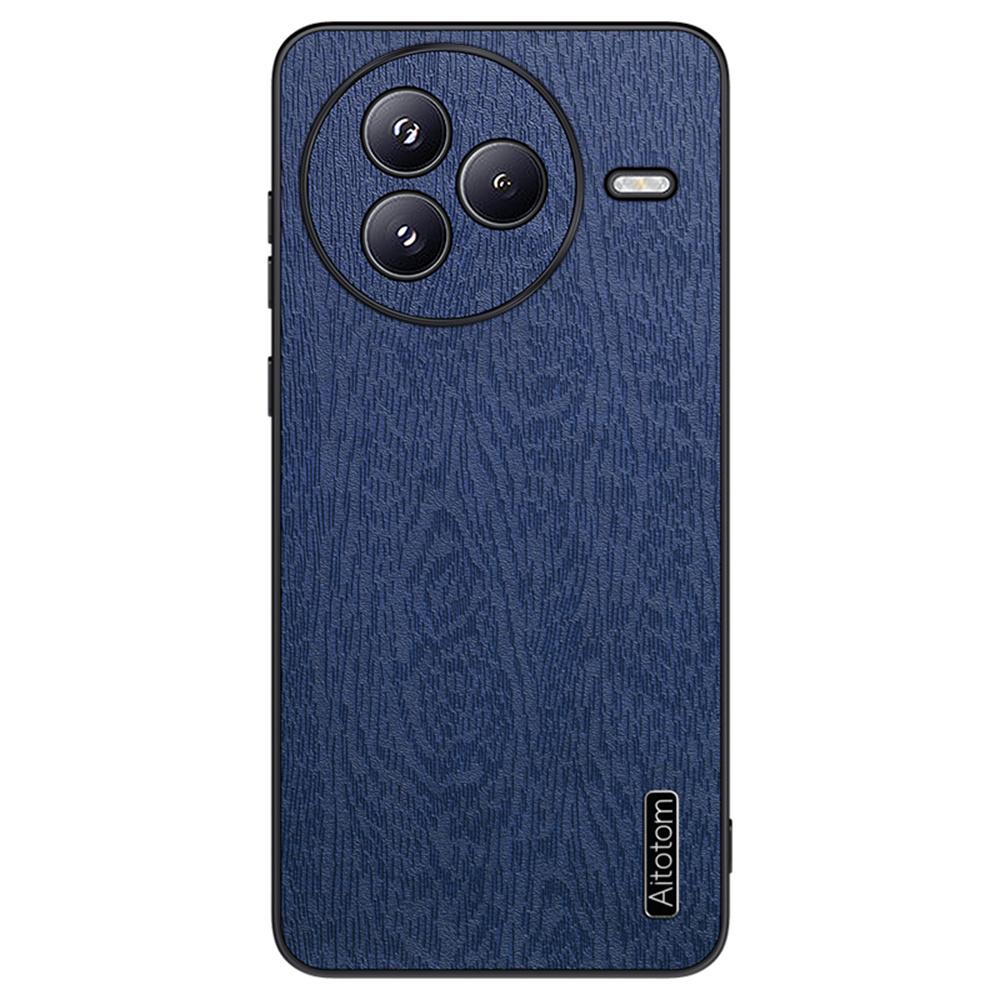 

For Xiaomi Civi 5 Pro 5G Case Wood Texture PU Leather Coated PC TPU Phone Cover Blue