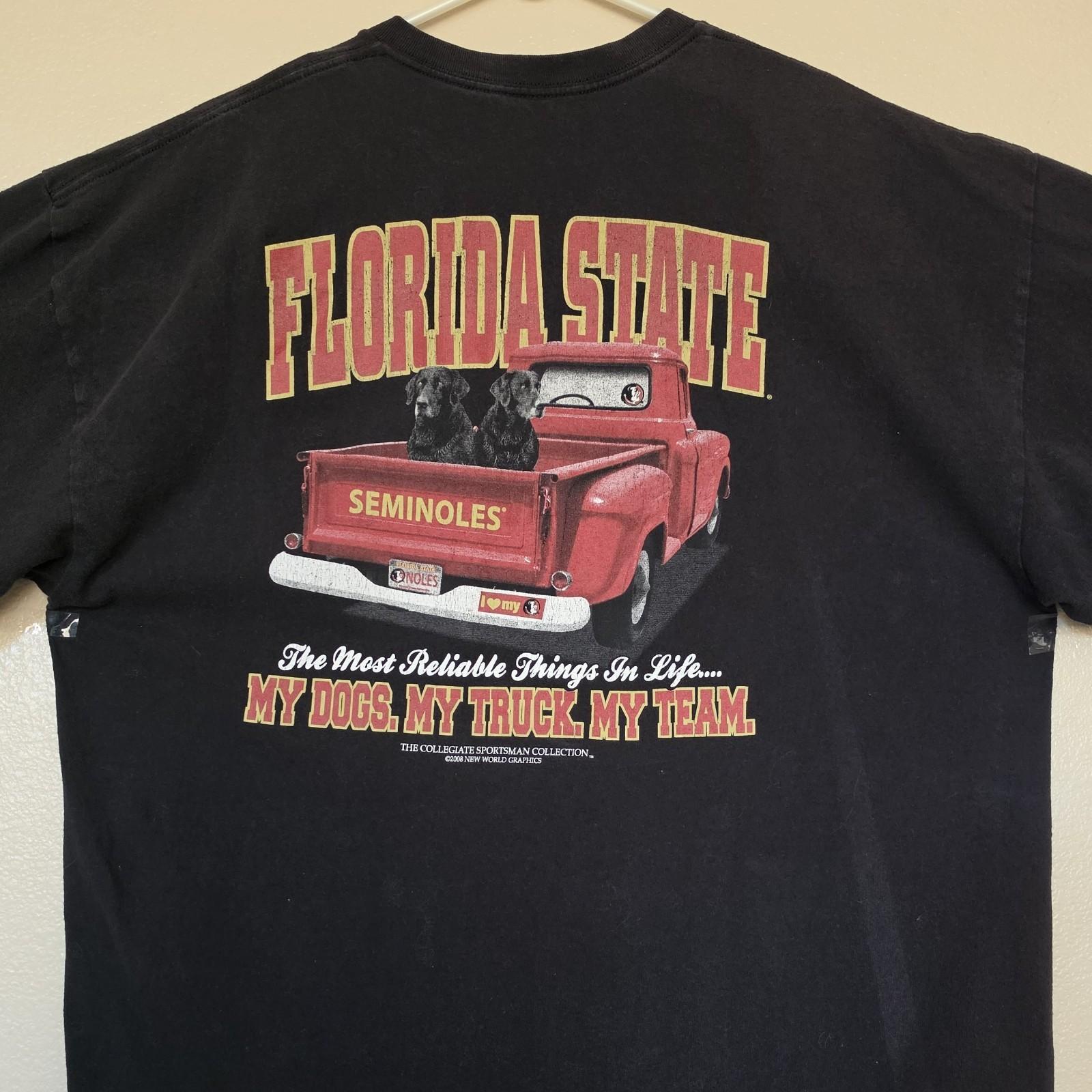 FSU Seminoles XXL Shirt Black Labrador Always Faithful My Dogs My Truck My Team Unisex T-Shirt XXL