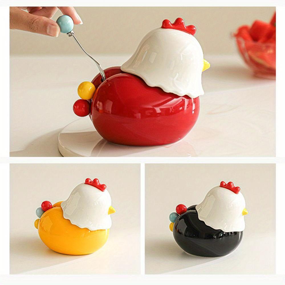Ceramic Toothpick Holder with 6 Colorful Egg-Shaped Compartments ,Decorative Kitchen & Dining Accessory, Durable Ceramic Construction