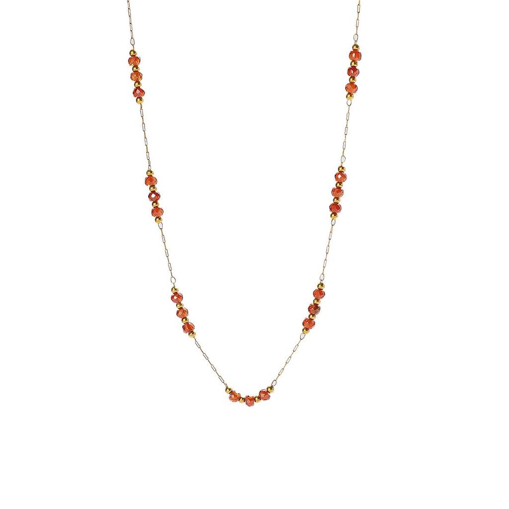 High-End European & American Stainless Steel Women's Crystal Necklace - Versatile, Non-Fading Light Luxury Fashion Accessory