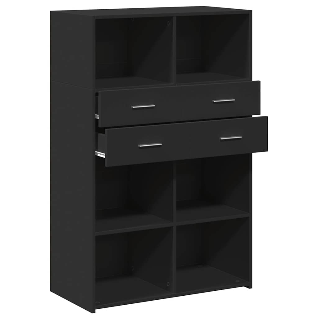 Highboard Black 80 x 42.5 x 124 cm Engineered Wood