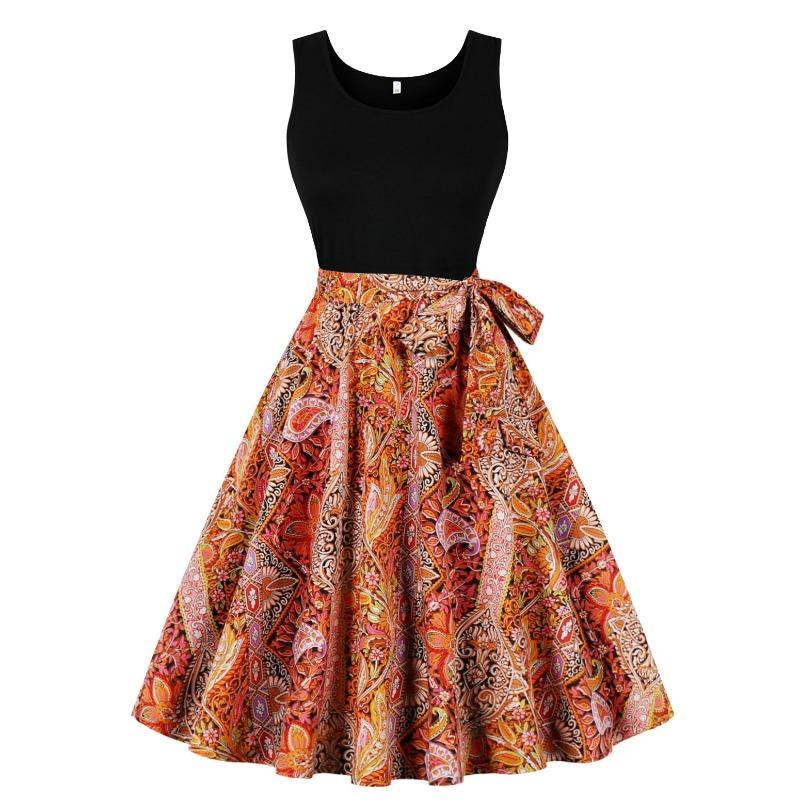 Summer new retro vest collar sleeveless black spelling print pendulum jumpsuit