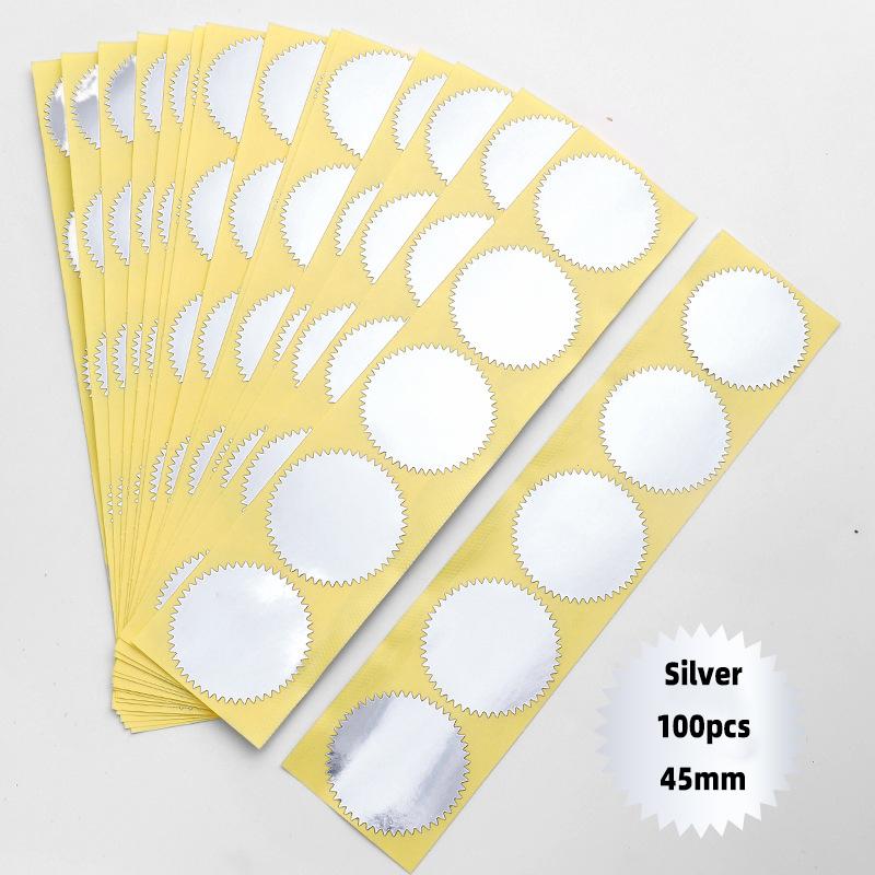 

100pcs 45/50mm Gold Silver Foil Self Adhesive Steel Seal Stickers for Envelopes Certification Graduation Notary Corporate Seals