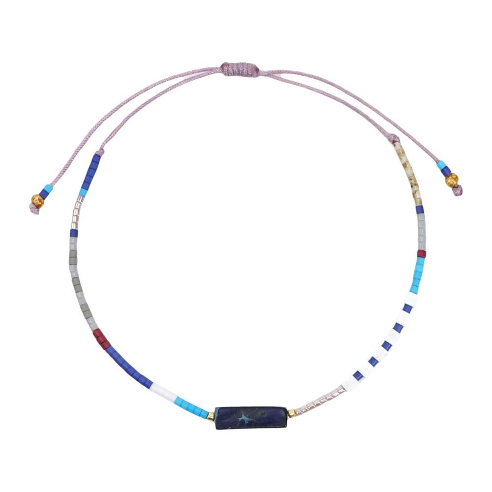 Minimalist Colorful Bracelet Adjustable Rectangle Stone Bracelet Bohemian Beaded Bracelet  Gifts синий