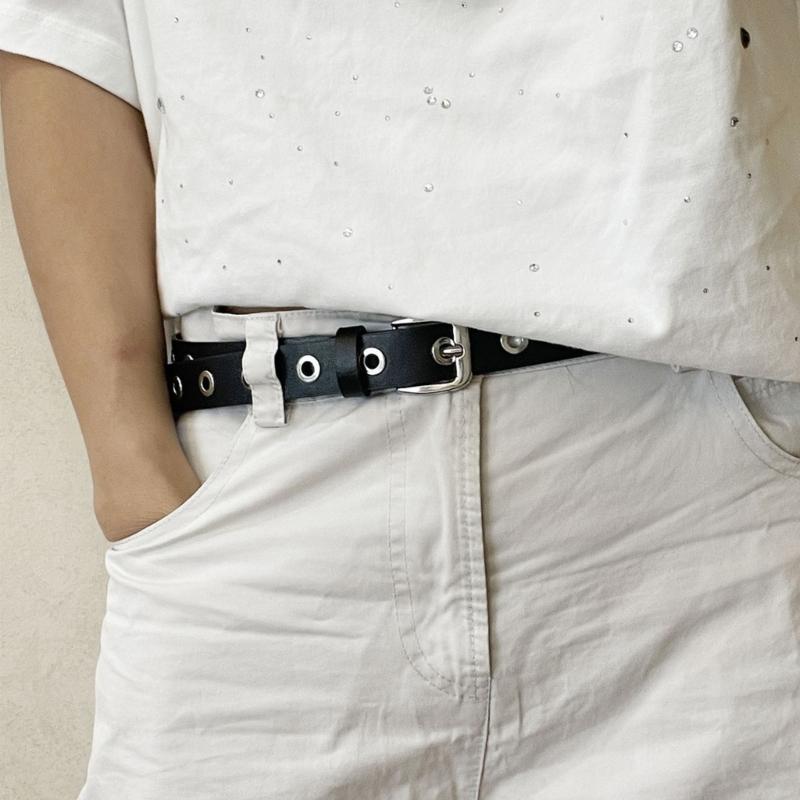 Punk PU Belt Adjustable Waistband with Large Eyelets For Casual and Formal Outfit Waist Strap for Women Teens
