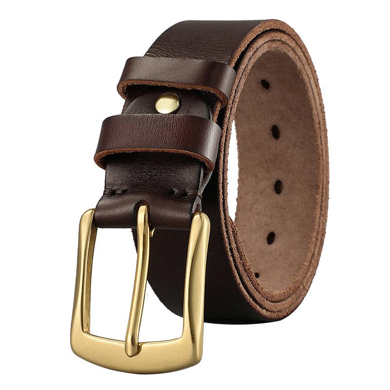 Belt Men'S Leather Pin Buckle First Layer Real Cowhide Retro Men'S Belt Youth Handmade Versatile Casual Jeans Belt