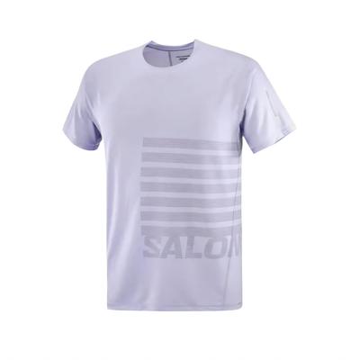 Sense Aerographic Round Neck American Letter Comfortable Short Sleeve T-Shirt Men Tops Sky-Blue Purple C26944